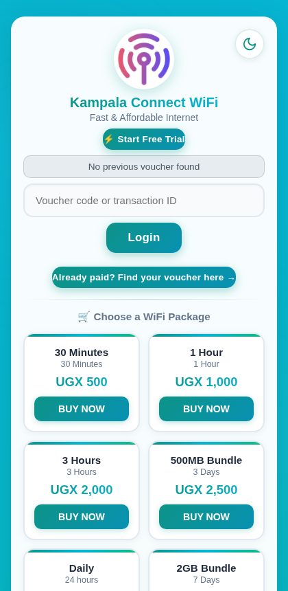 Teal captive portal theme