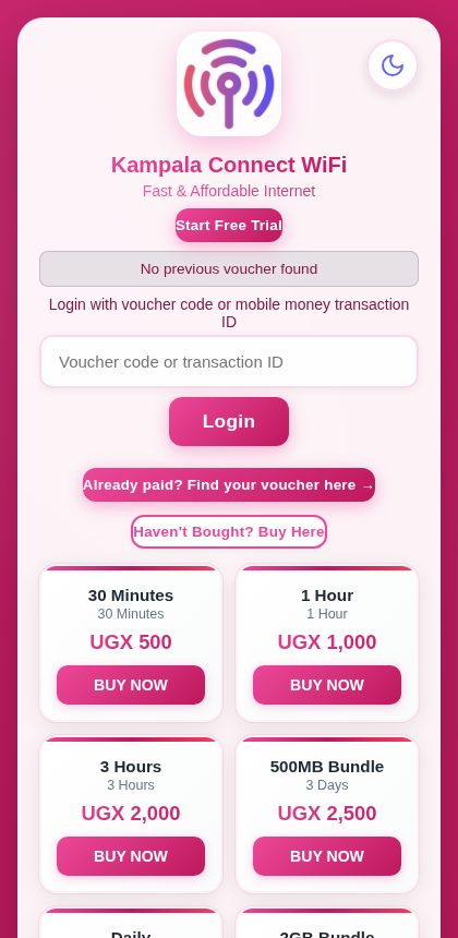 Pink captive portal theme
