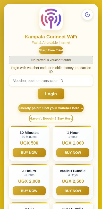 Gold captive portal theme